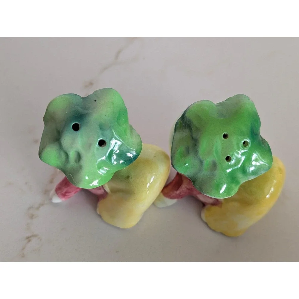 Vintage Anthropomorphic Vegetable Salt and Pepper Shakers Ceramic Mid Century